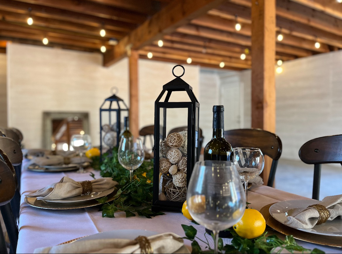 Inside the rustic barn